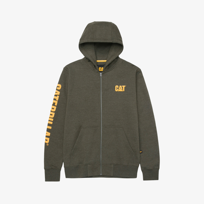 Full Zip Banner Hoodie army moss